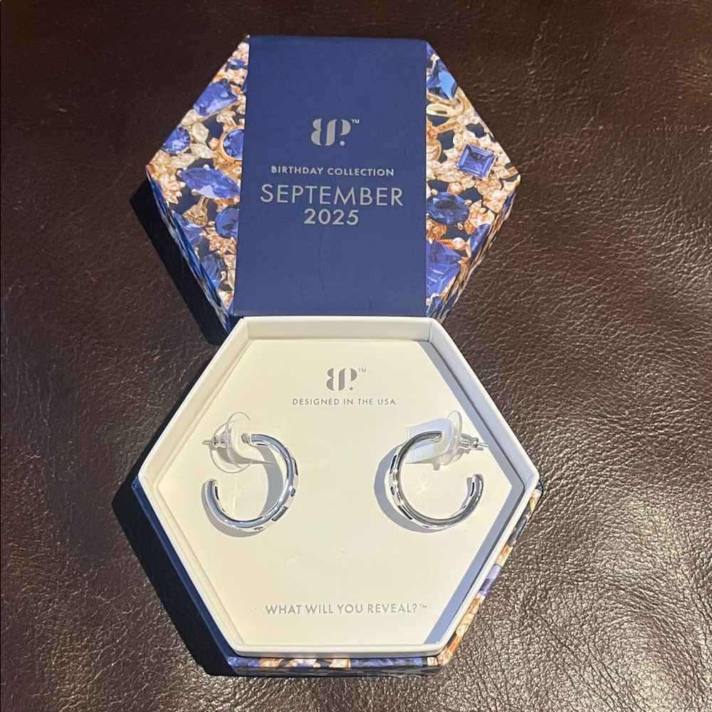 BP September Silver Hoop Earrings